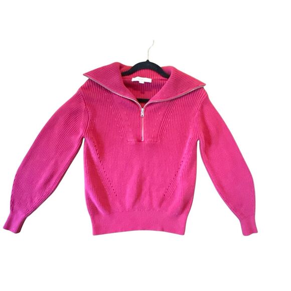 Loft cotton pink quarter ribbed pullover sweater small petite - Picture 2 of 10